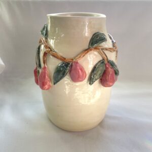 Porcelain vase embellished with pears and leaves