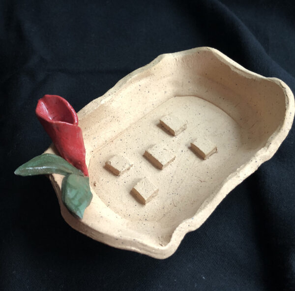 Soap Dish with Red Calla Lily embellishment