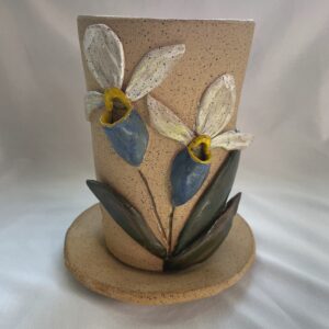 Orchid pot with two slipper orchids