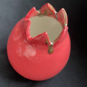 Pomegranate shaped vase in bright red